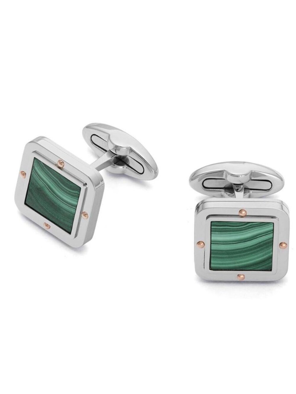 BARAKA Men's Cufflinks Rose Gold, Stainless steel, Malachite PS3739001ROMA000000